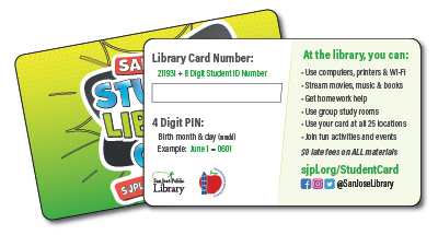Student Library Card, front and back, for Alum Rock Union School District.